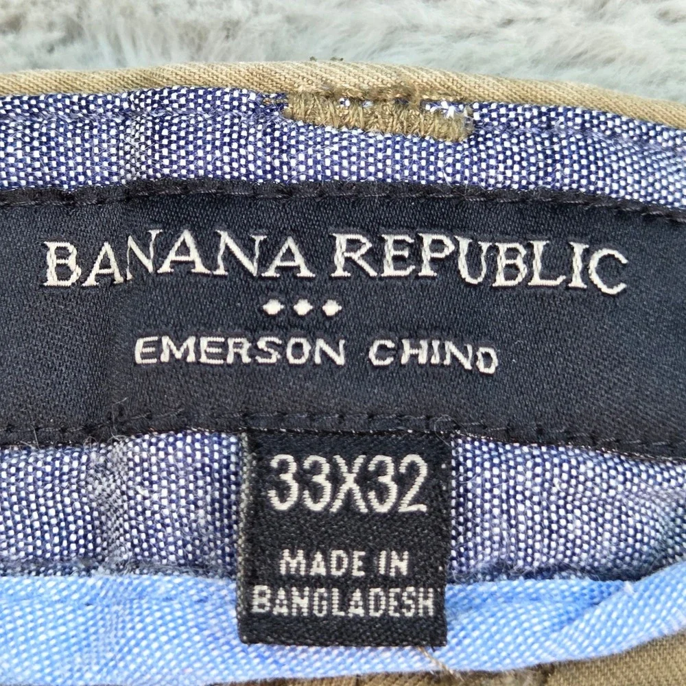Banana Republic Emerson Chino Pants Mens 33x32 Straight Leg Stretch Twill Khaki